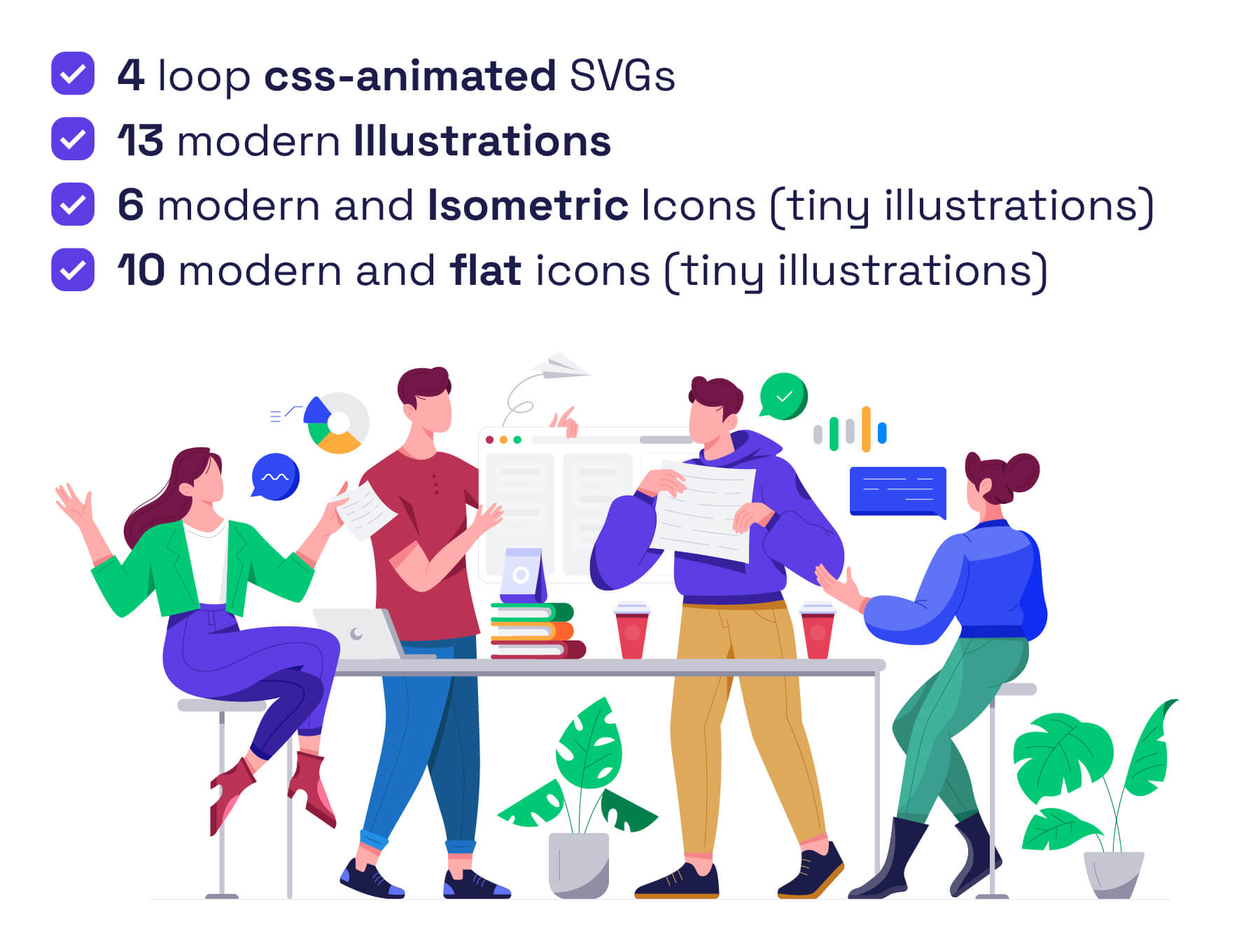 29个适用于CRM、CMS服务和团队合作的插画素材