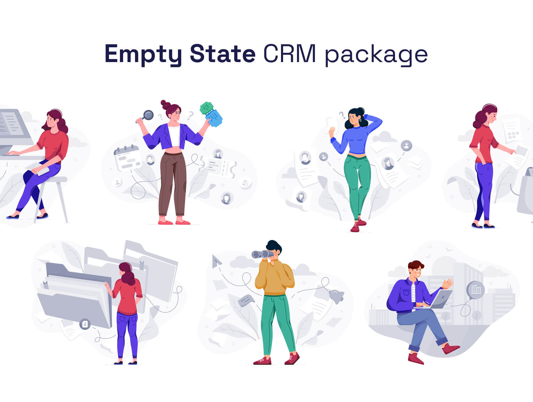 29个适用于CRM、CMS服务和团队合作的插画素材