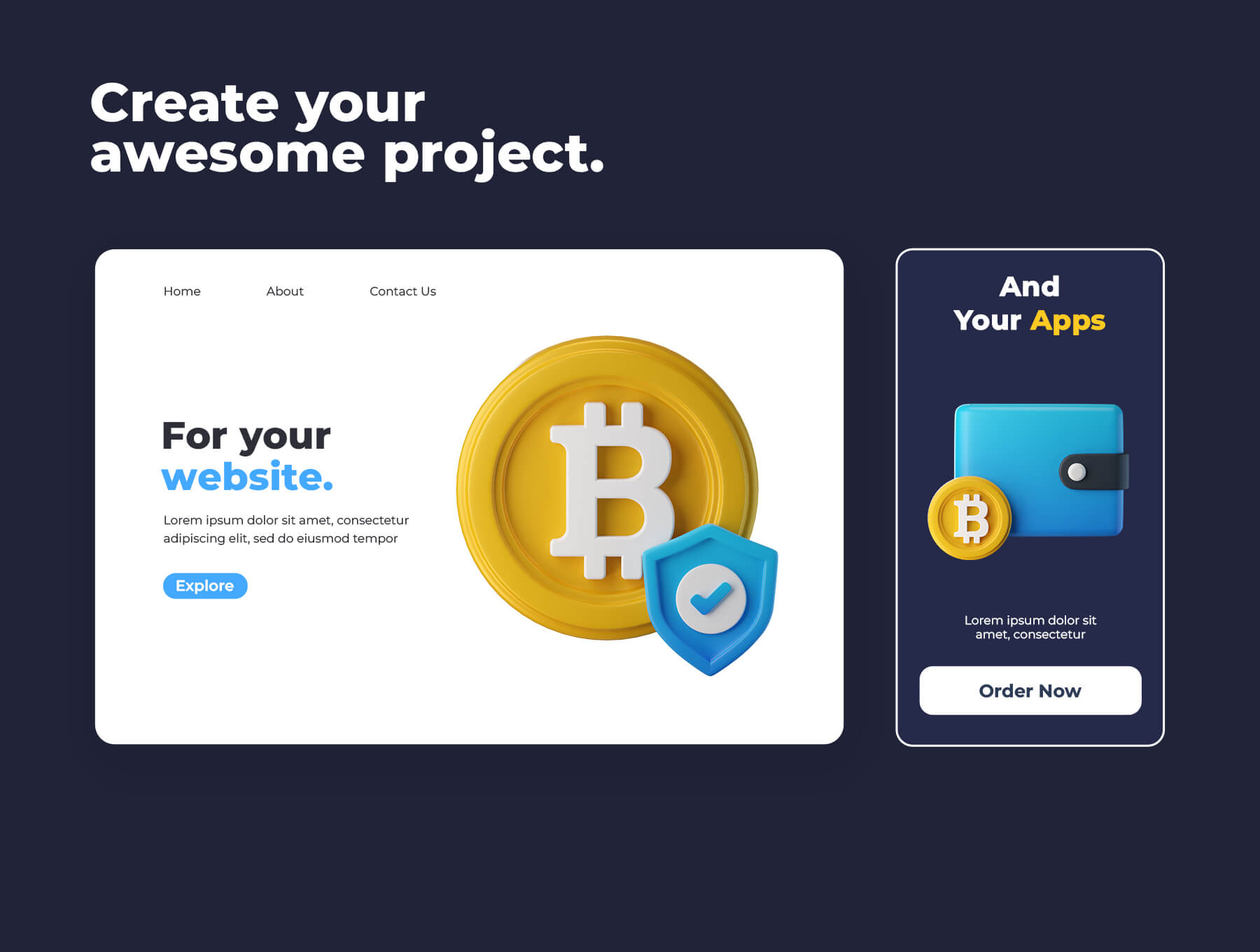27个货币交易加密主题3D图标模型