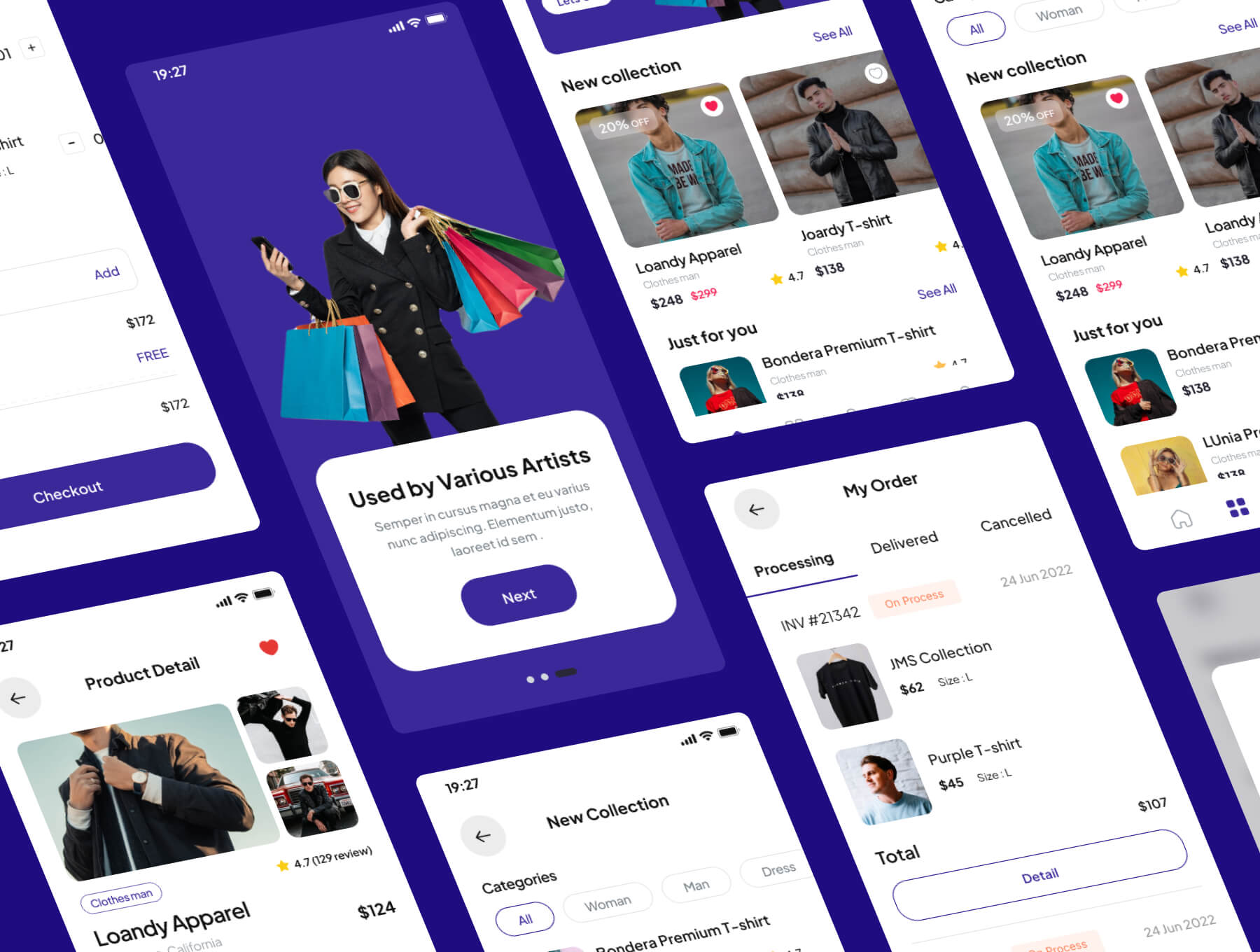 50个紫色电子商务商城主题APP UI界面素材包