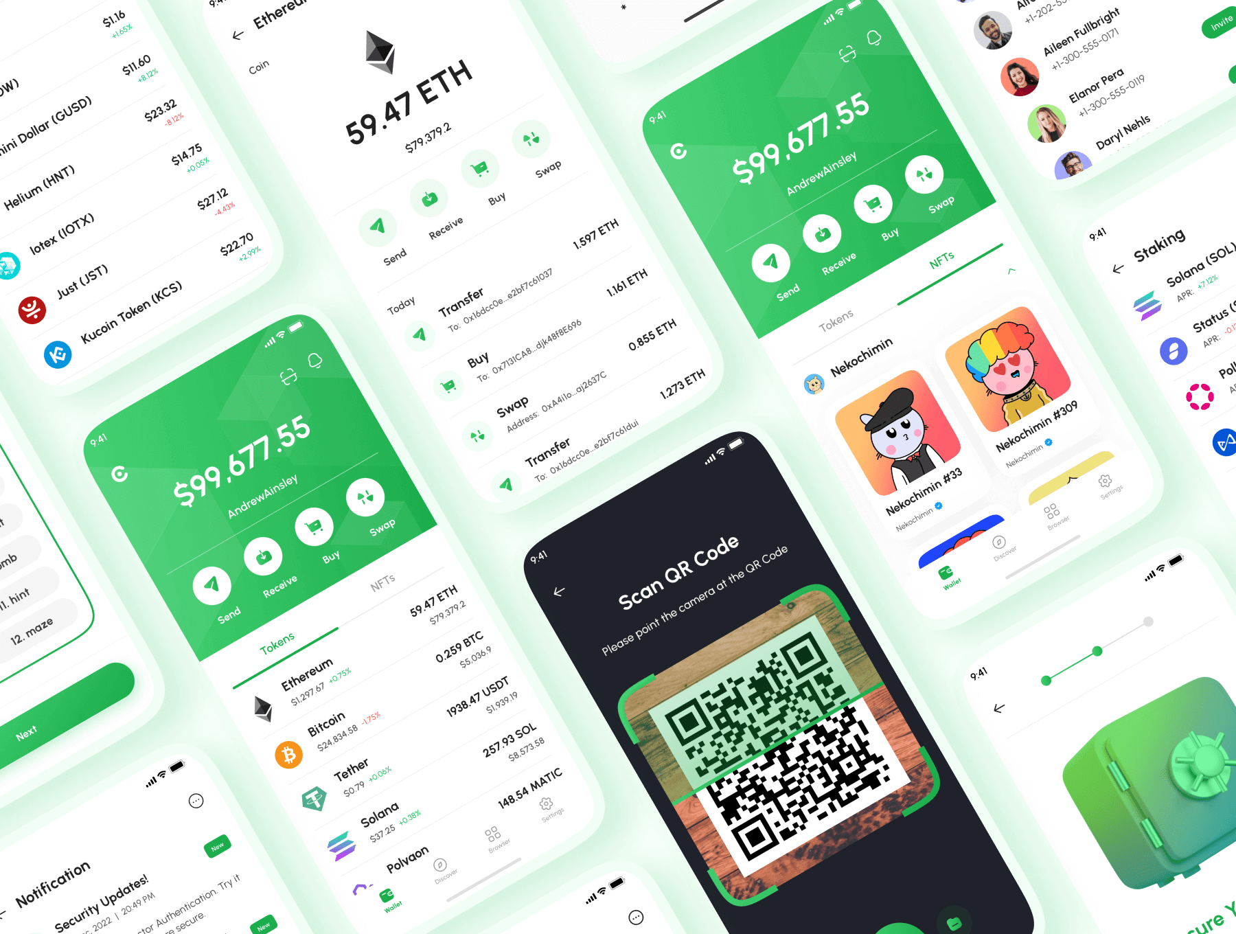 180个绿色清新钱包货币支付主题APP UI界面素材包