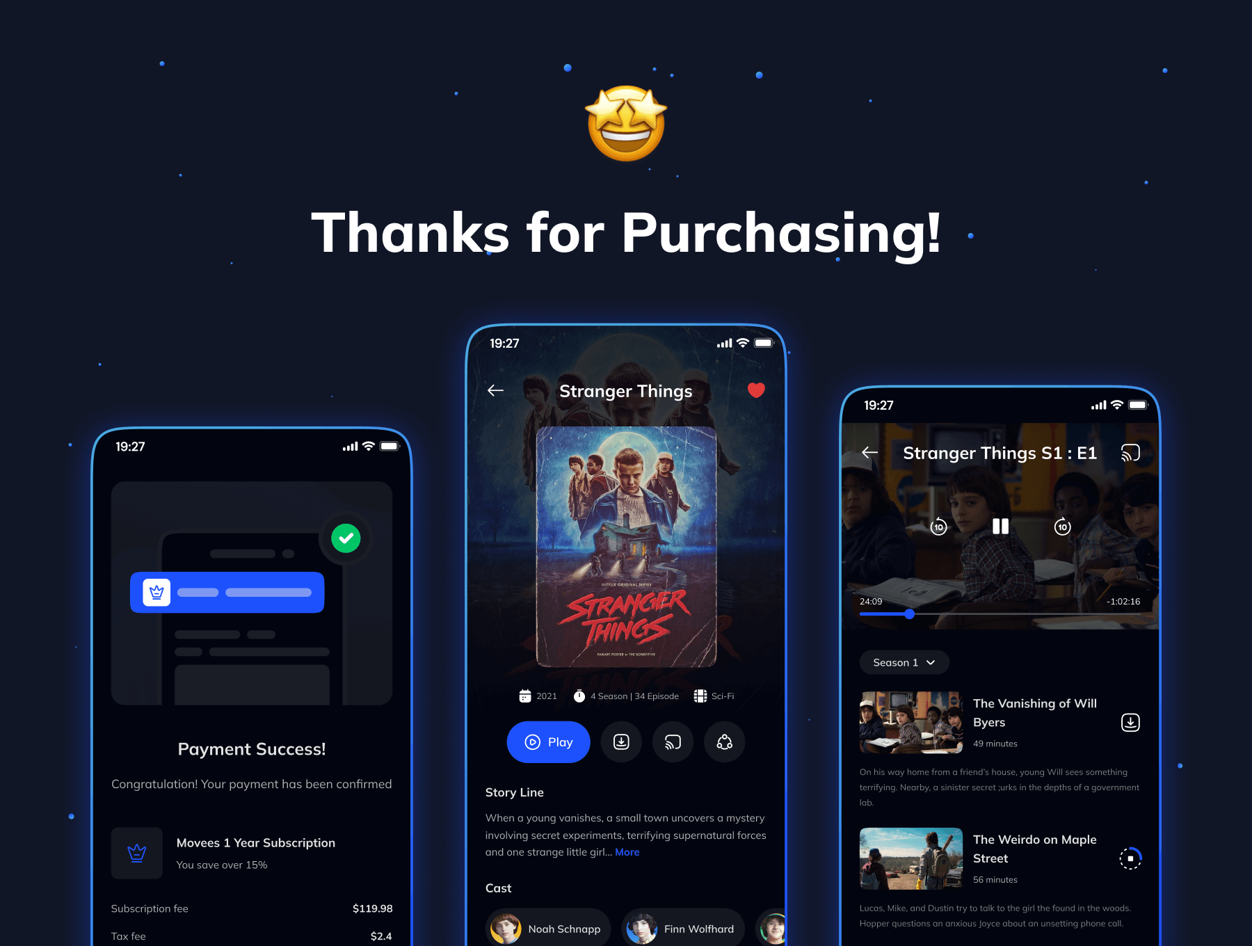 90个深色电影自媒体APP UI界面素材包