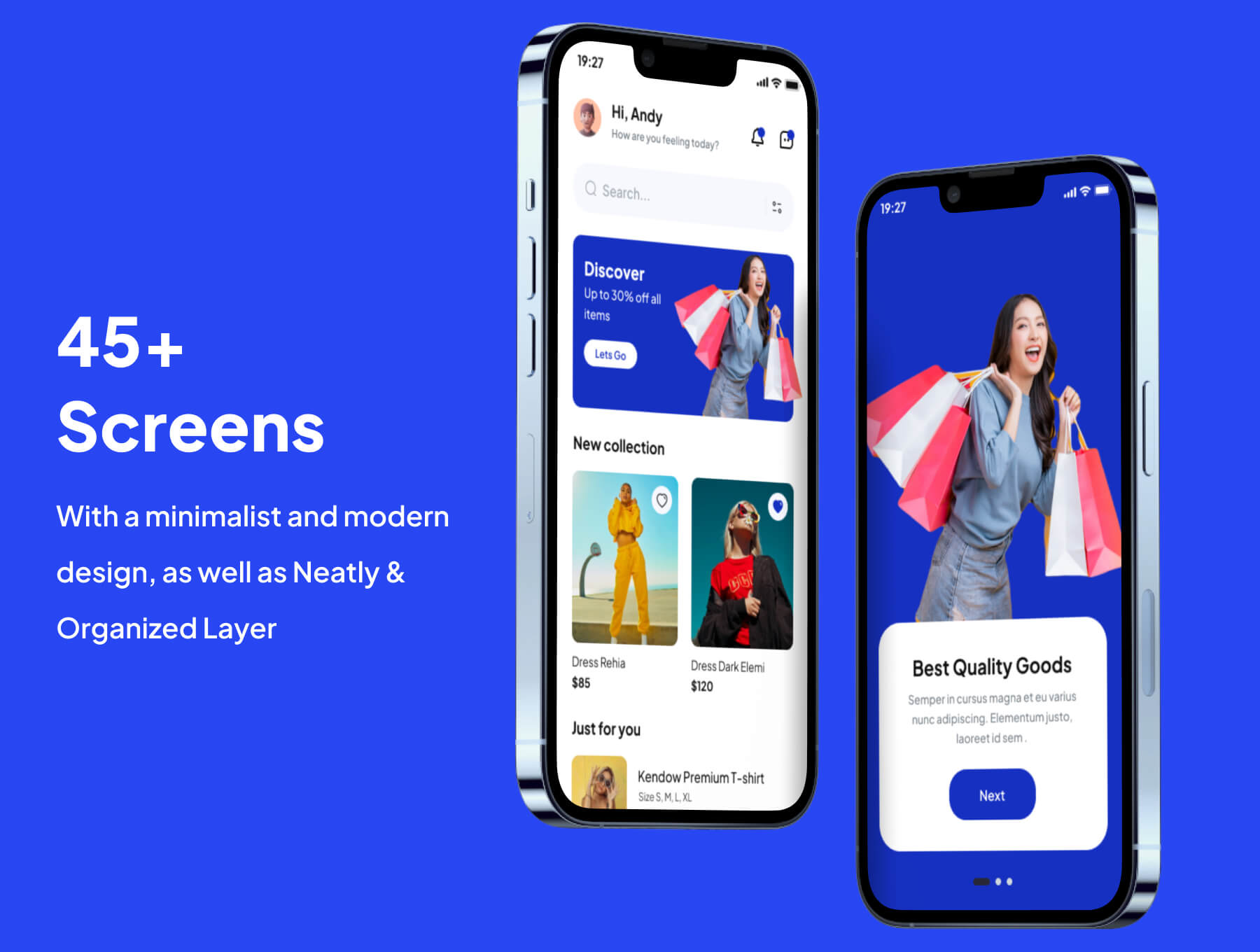 45个蓝色高端电子商务商城APP UI界面素材包（Figma）