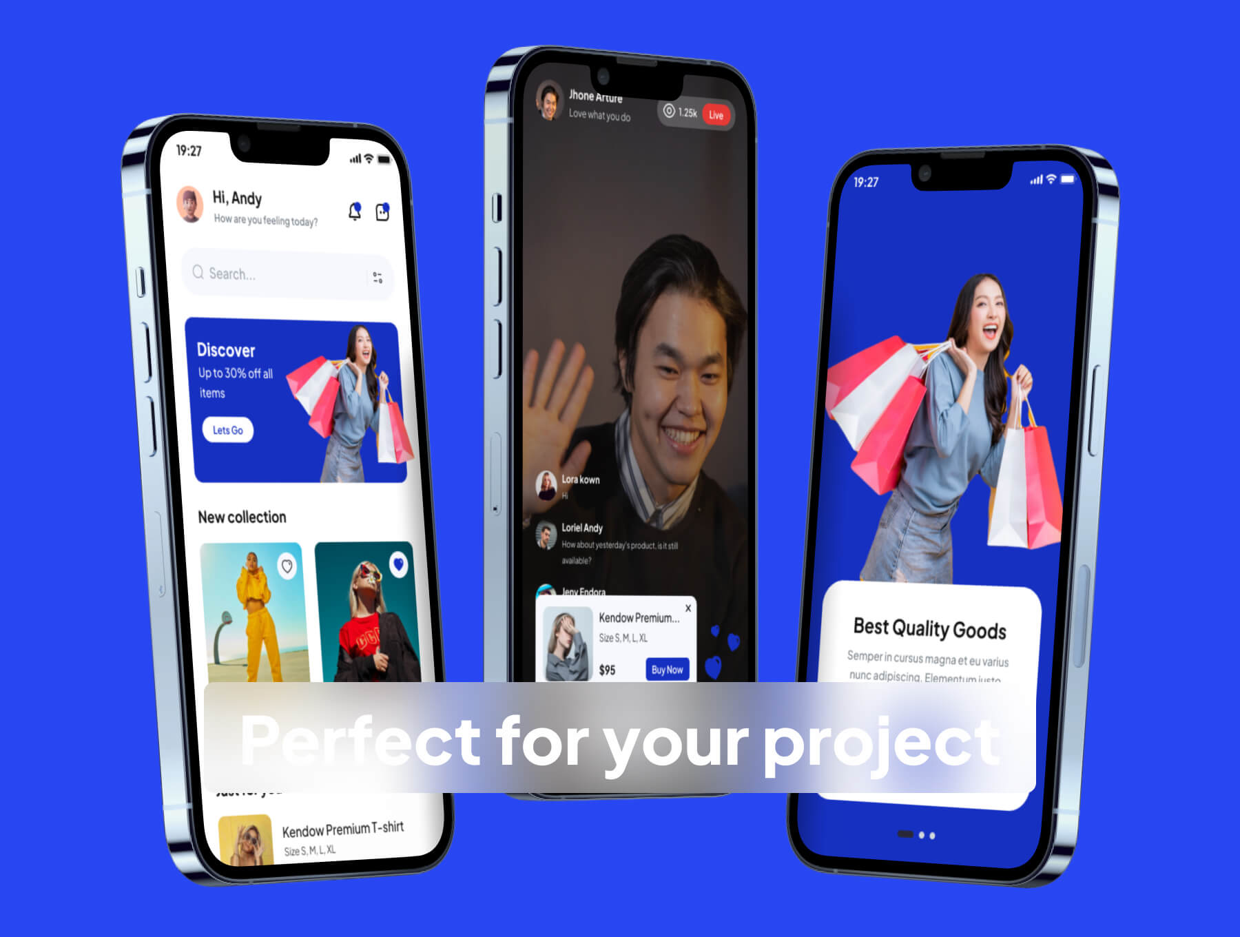 45个蓝色高端电子商务商城APP UI界面素材包（Figma）