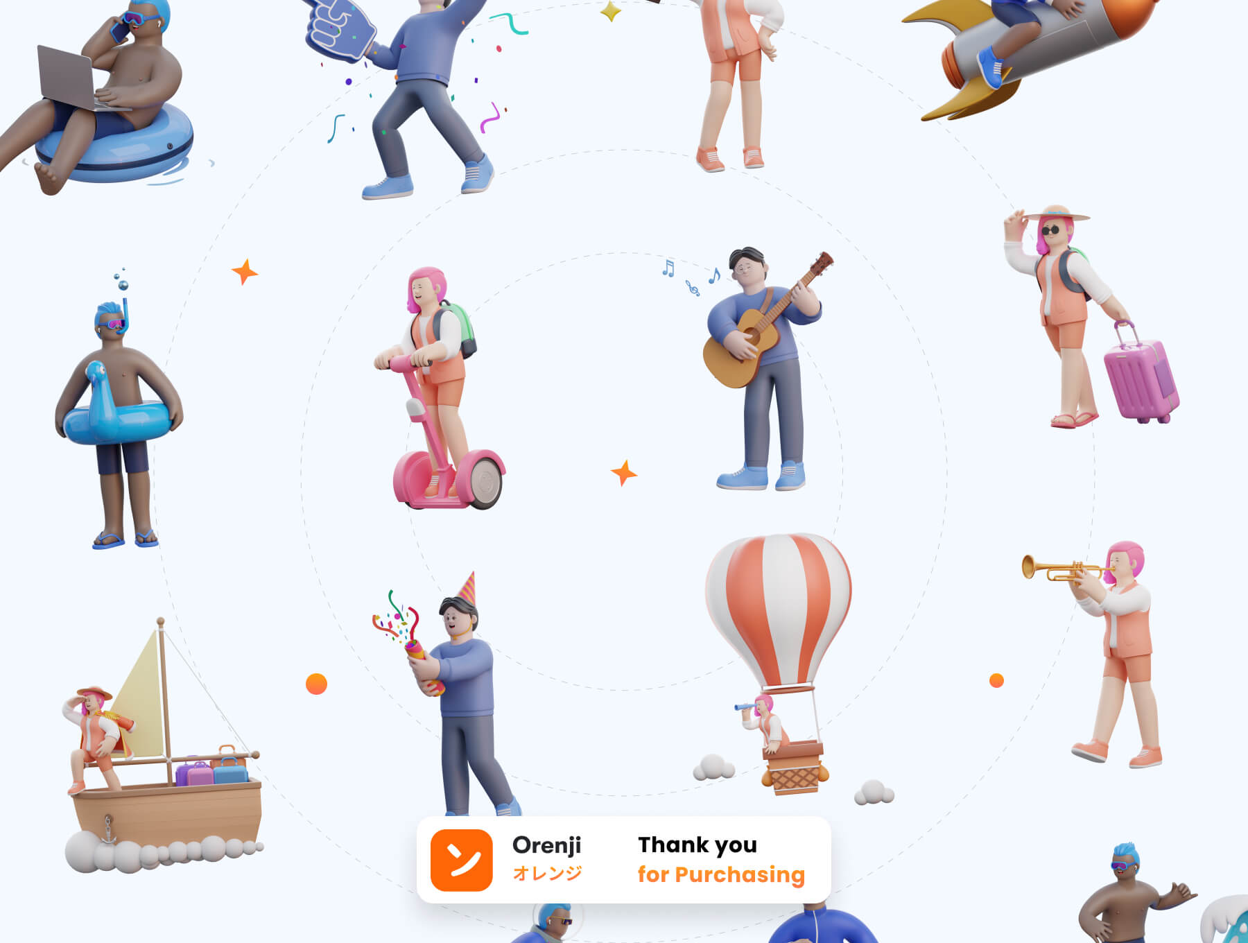 25个可用于网页APP和PPT设计的3D人物角色素材包(Blender)