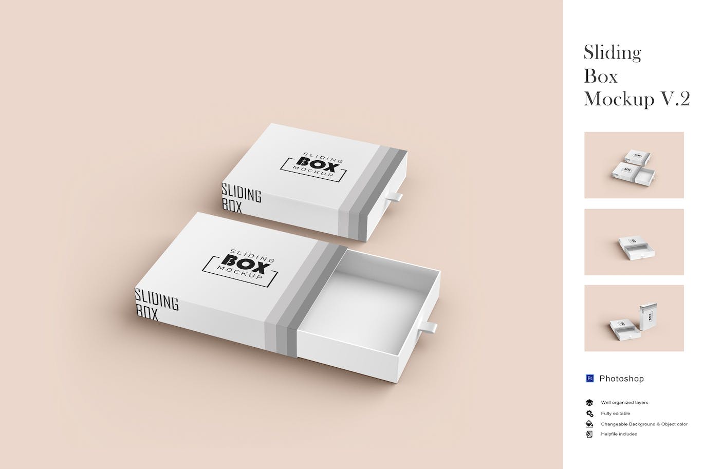 一套逼真质量包装盒设计样机PSD模型素材