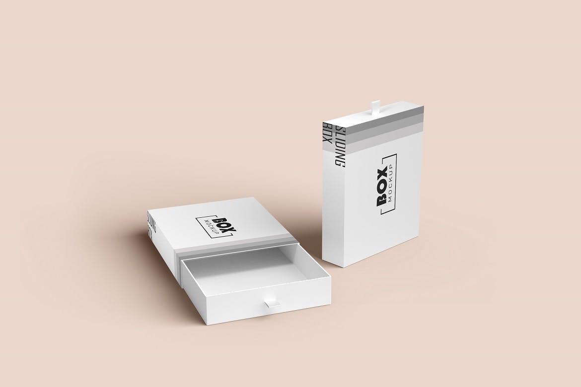 一套逼真质量包装盒设计样机PSD模型素材