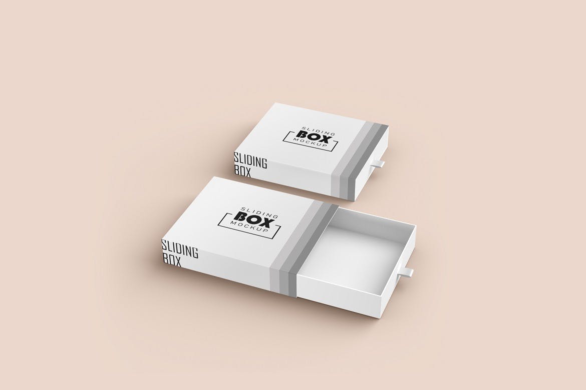 一套逼真质量包装盒设计样机PSD模型素材