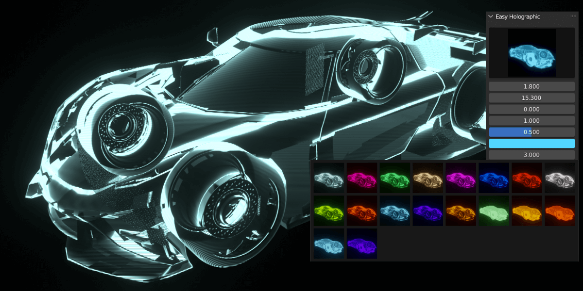 模型全息投影视觉特效Blender插件 Easy Holographic Addon V1