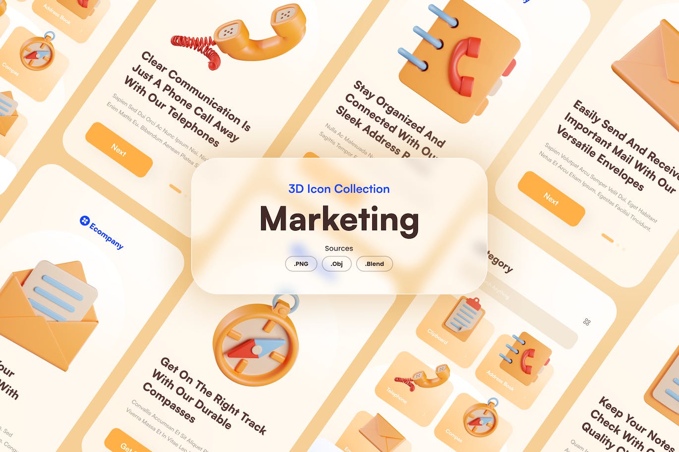 一套用途广泛的营销3D立体ICON素材包