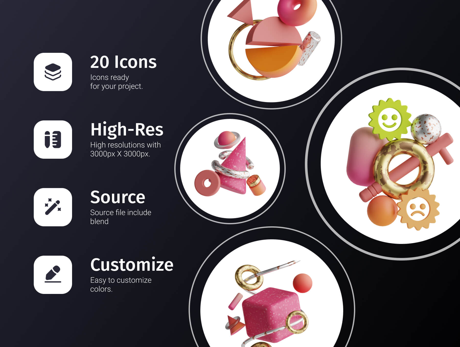 20个漂亮抽象的3D图形元素素材包