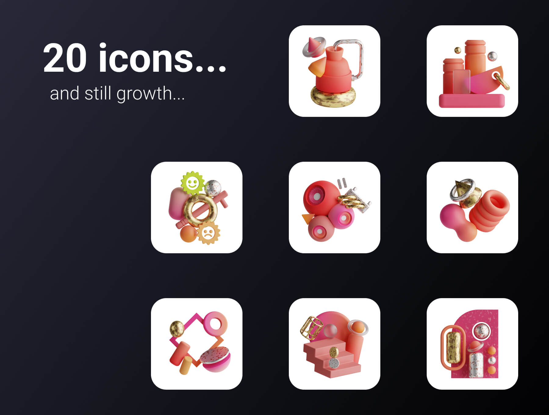 20个漂亮抽象的3D图形元素素材包