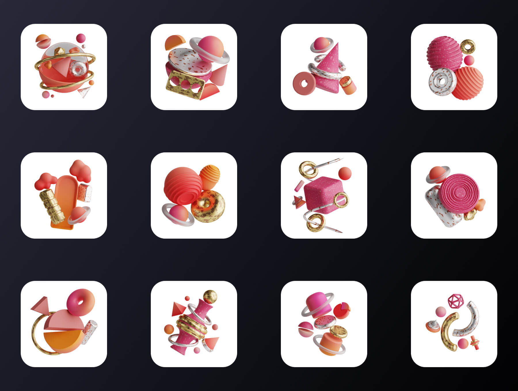 20个漂亮抽象的3D图形元素素材包