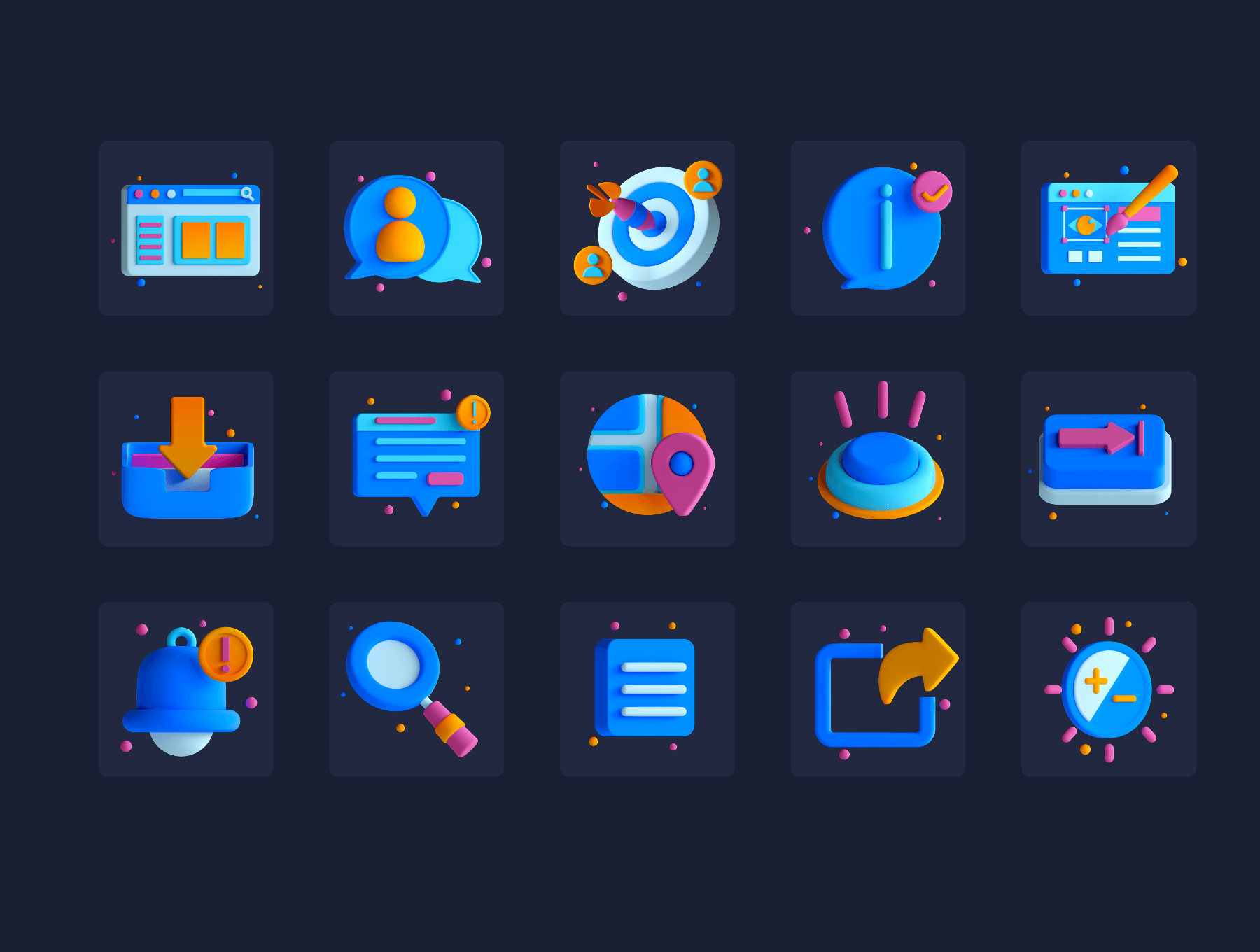 30个适合于互联网主题的3D图标素材包