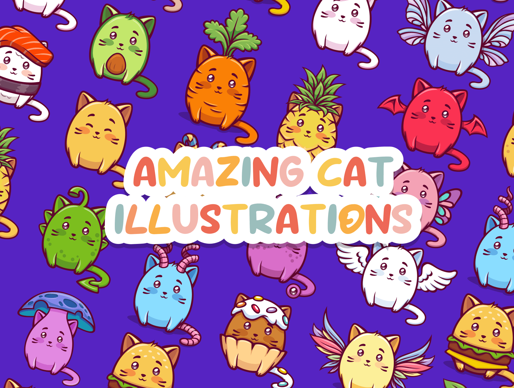 43个可爱高品质的猫咪主题插图素材