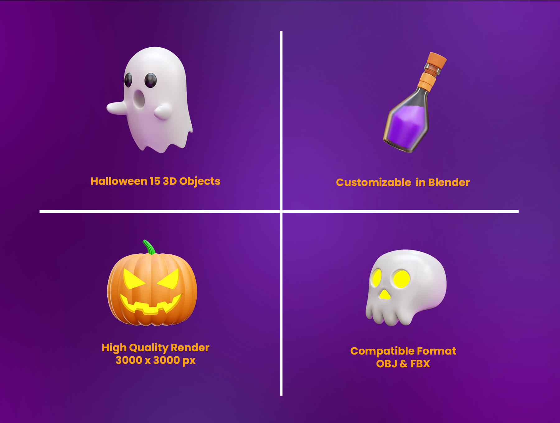 25个万圣节主题3D插图图标素材