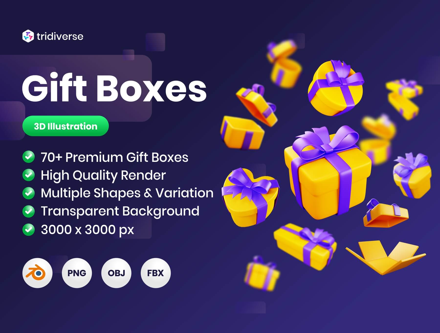 70个设计高端的3D礼盒图标素材包