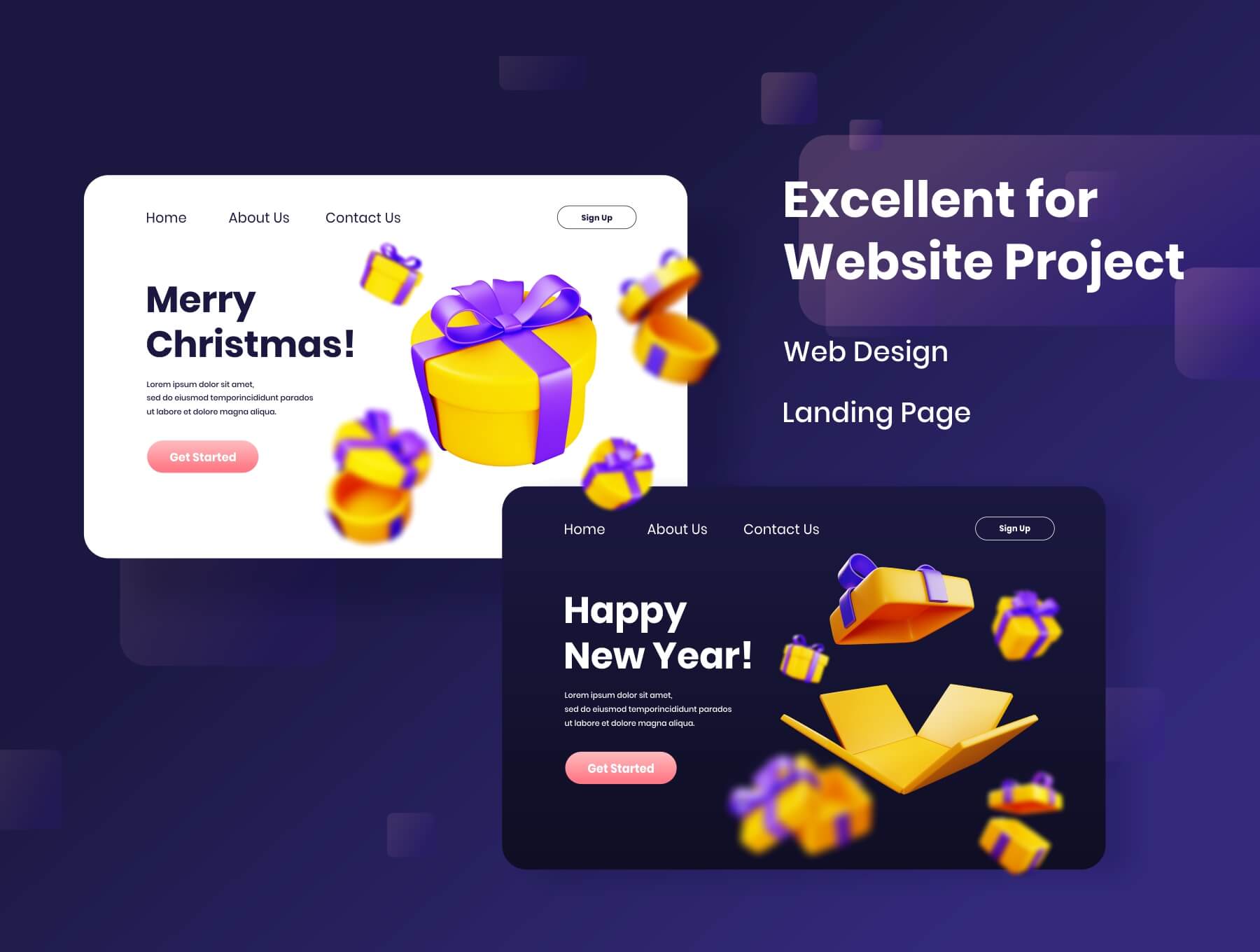 70个设计高端的3D礼盒图标素材包