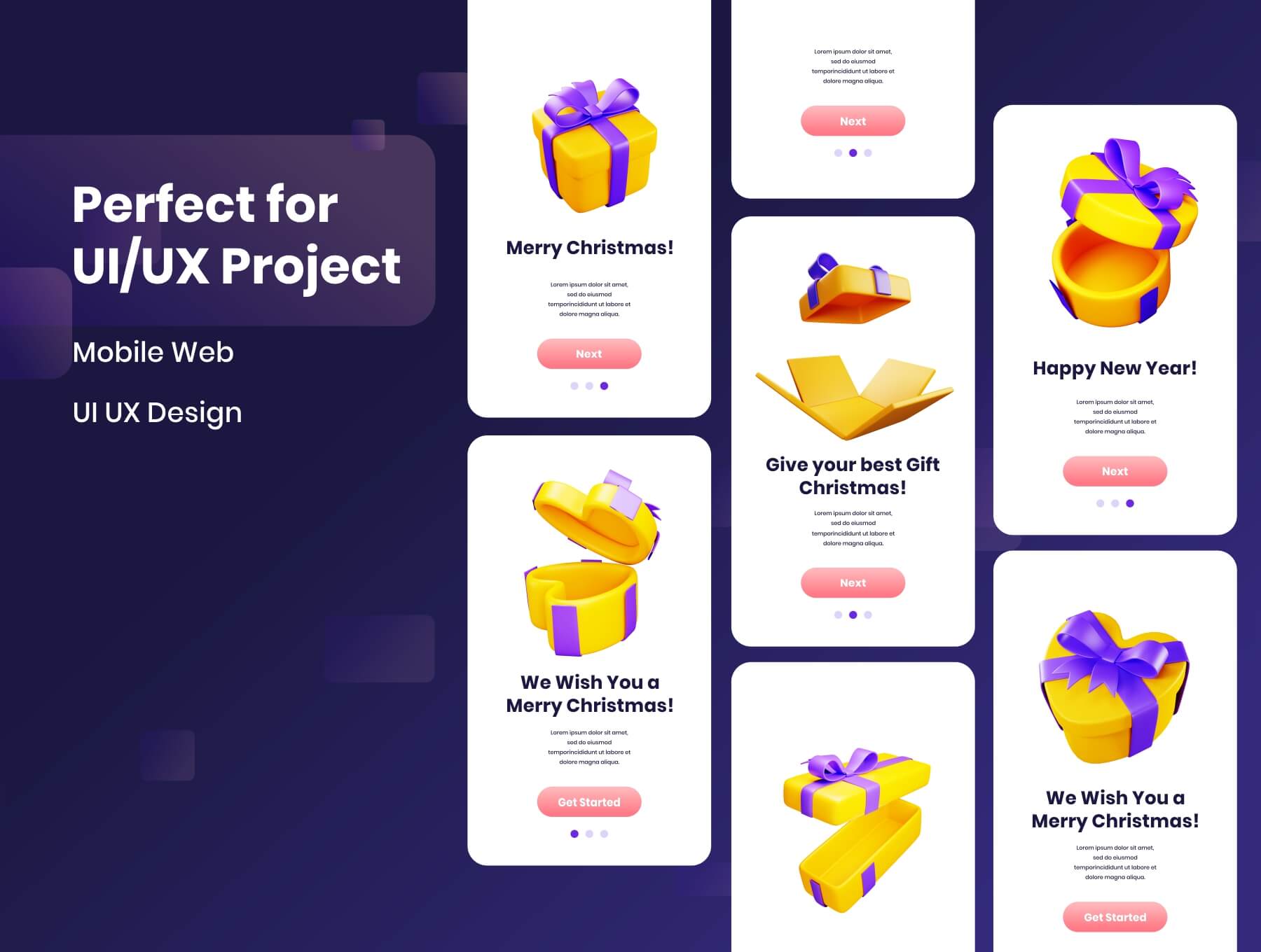 70个设计高端的3D礼盒图标素材包