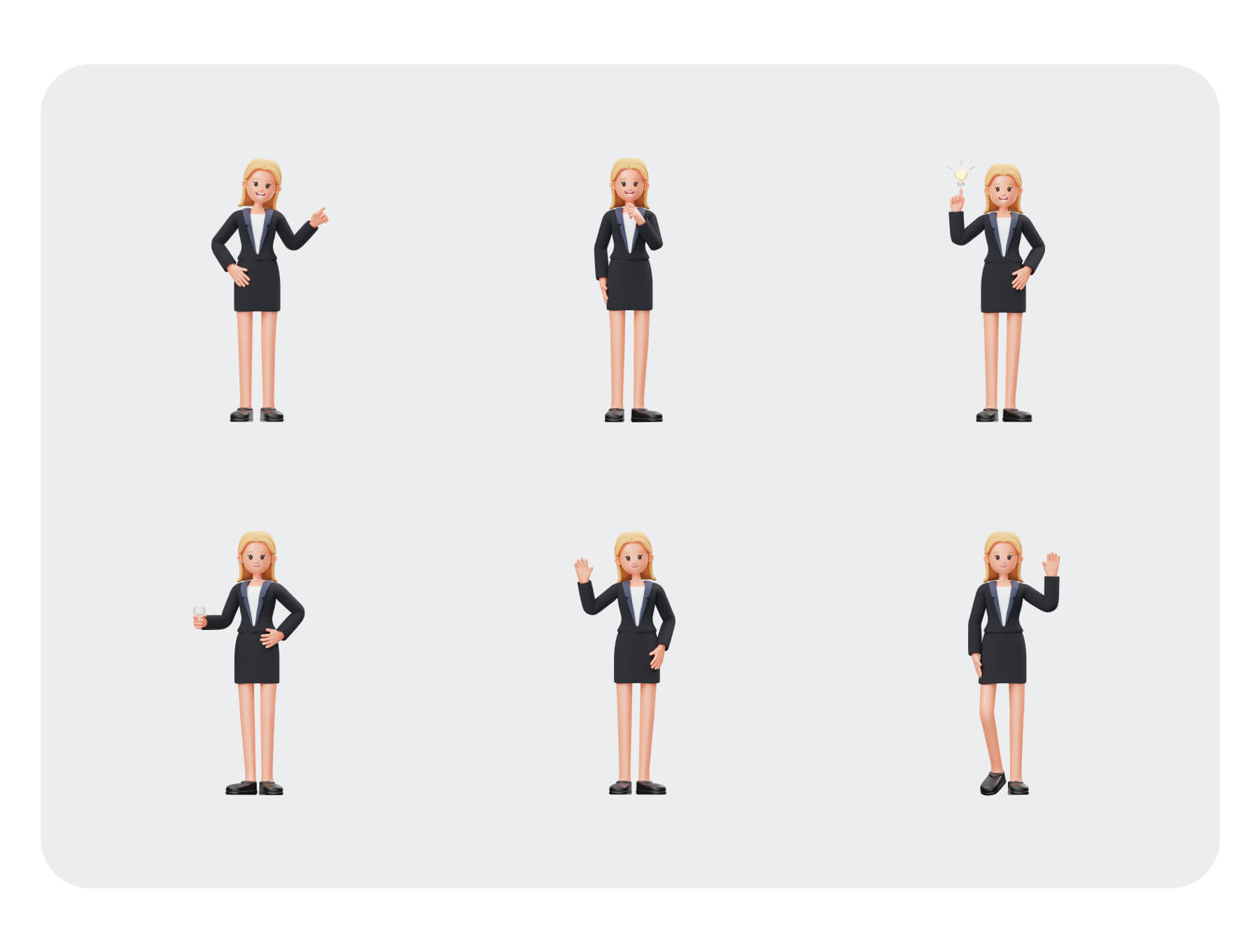 20个现成的女商人3D角色素材