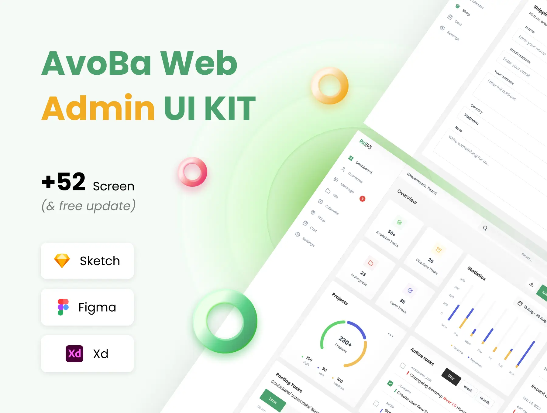 52个绿色用途广泛的后台管理UI界面素材包