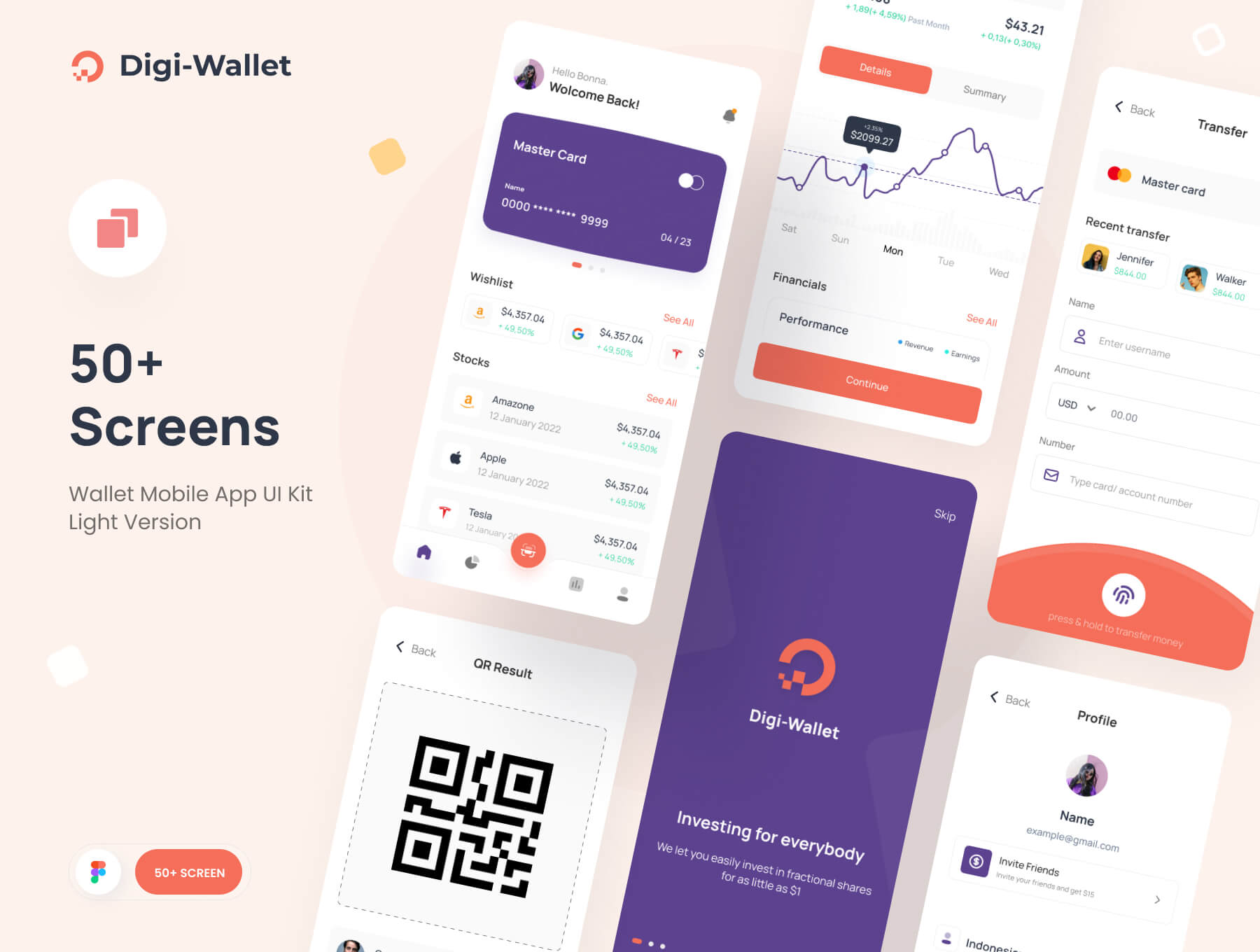 50个红紫色股票金融主题APP UI Kit界面素材包