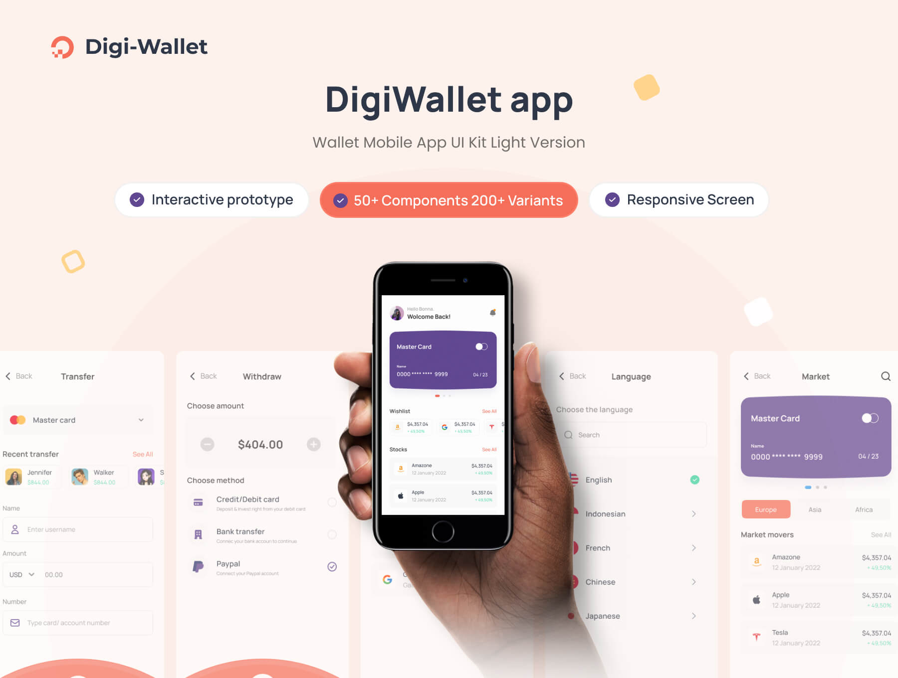 50个红紫色股票金融主题APP UI Kit界面素材包