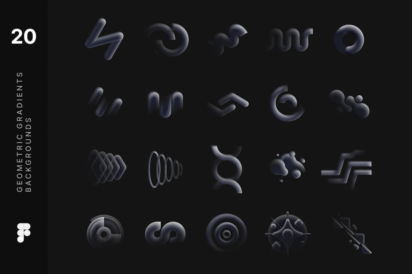 20个未来科技立体几何元素素材（Figma）