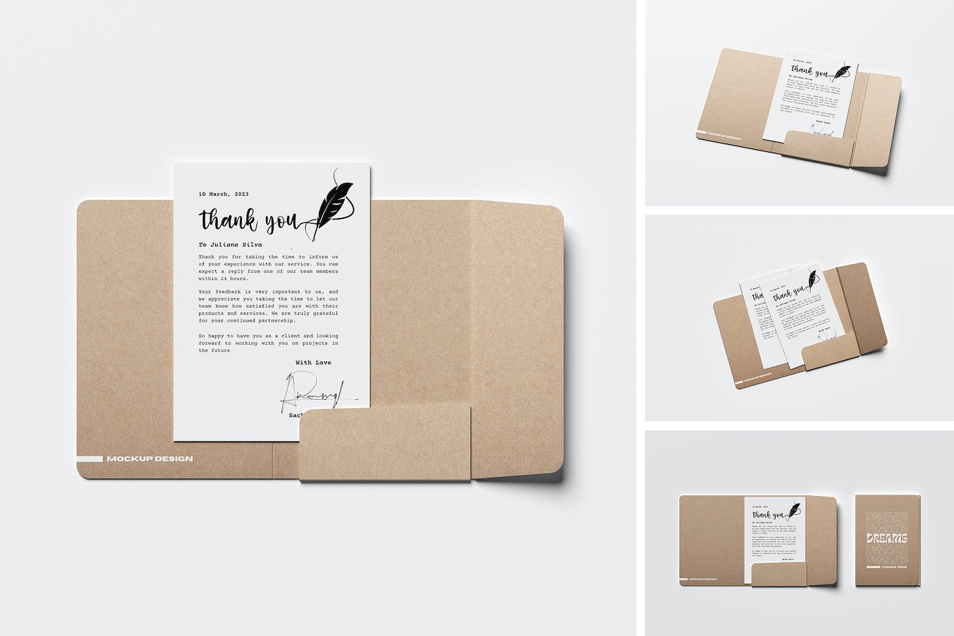 4个效果逼真的A4文件夹PSD样机素材