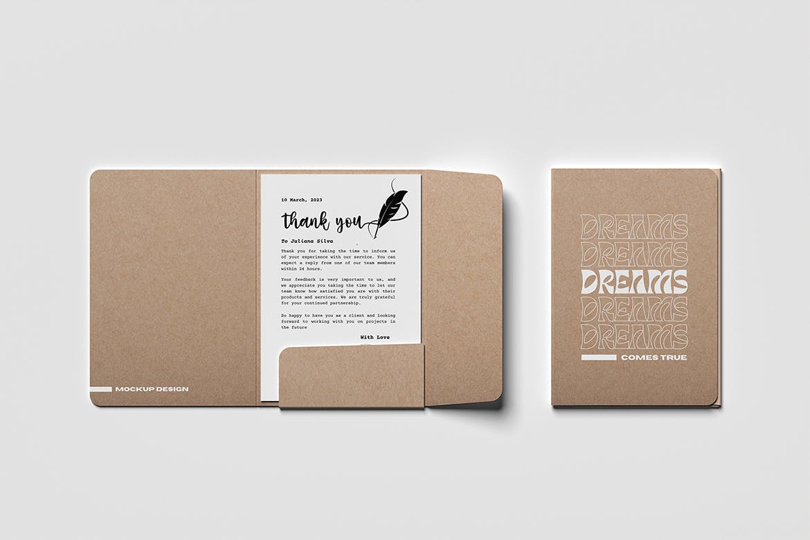 4个效果逼真的A4文件夹PSD样机素材