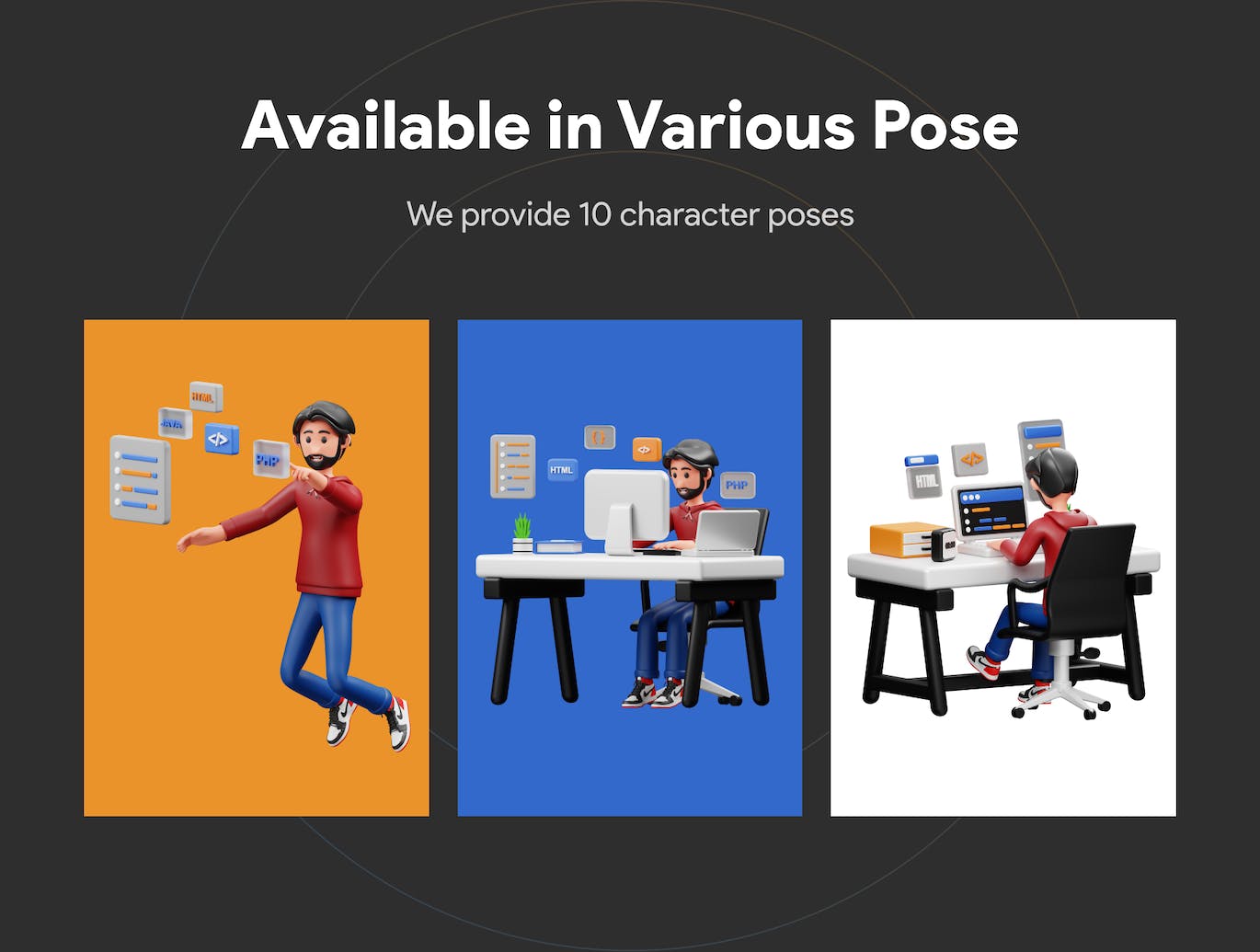 10个开发者3D角色插画素材包（PNG,Blend,OBJ,FBX）