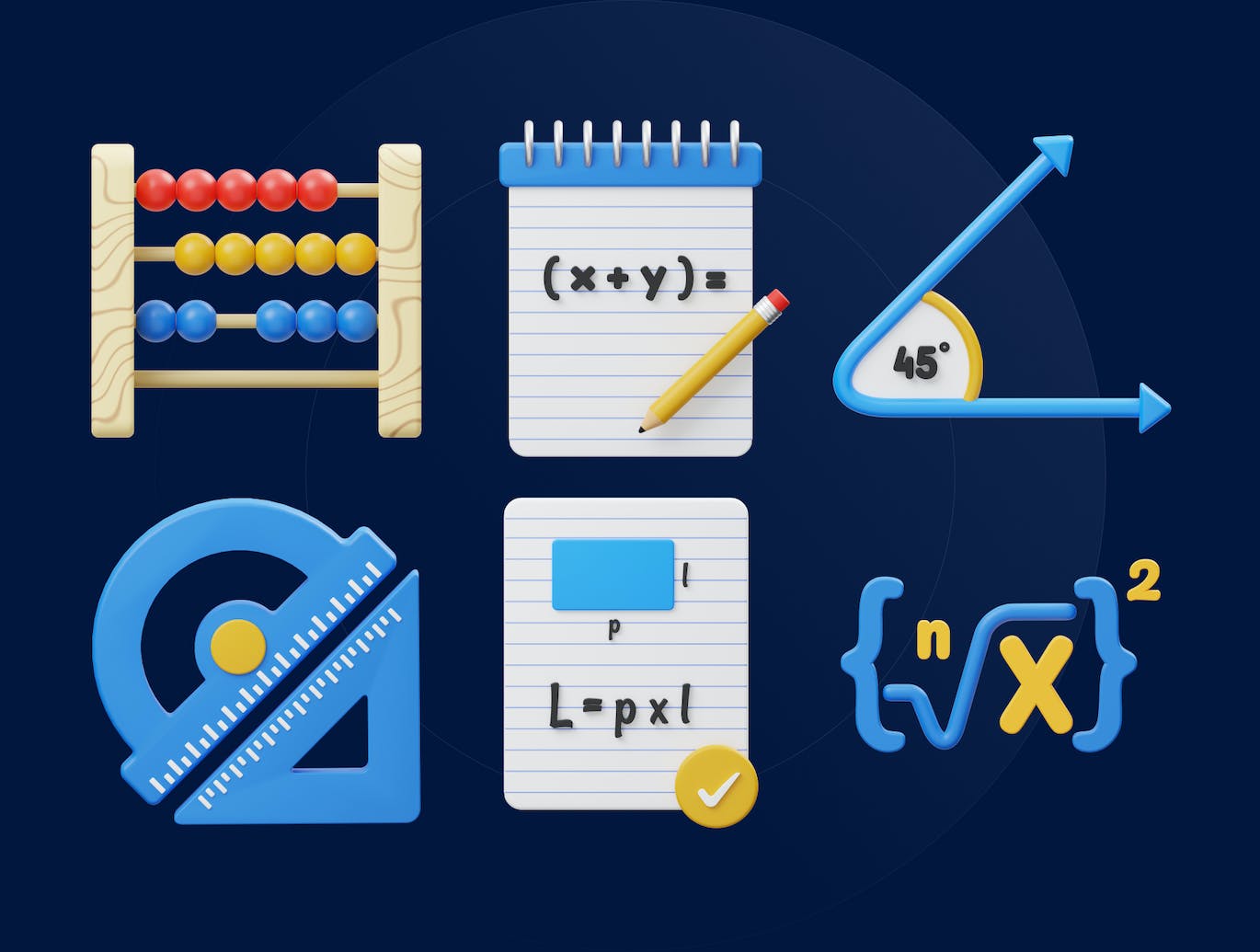 15个数学数字运算主题3D图标素材（Blender）