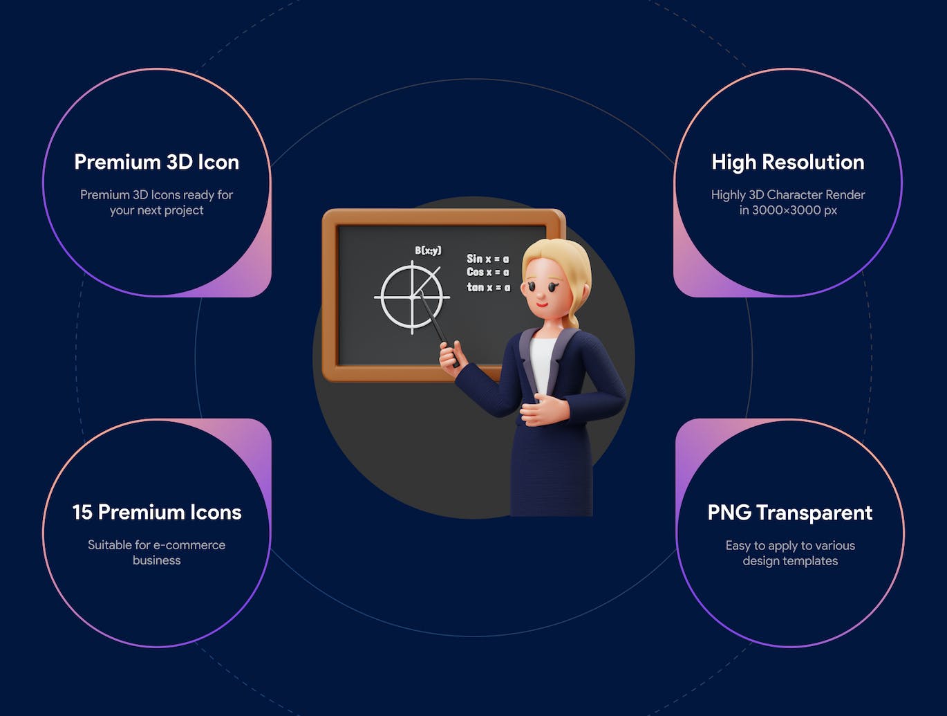 15个数学数字运算主题3D图标素材（Blender）