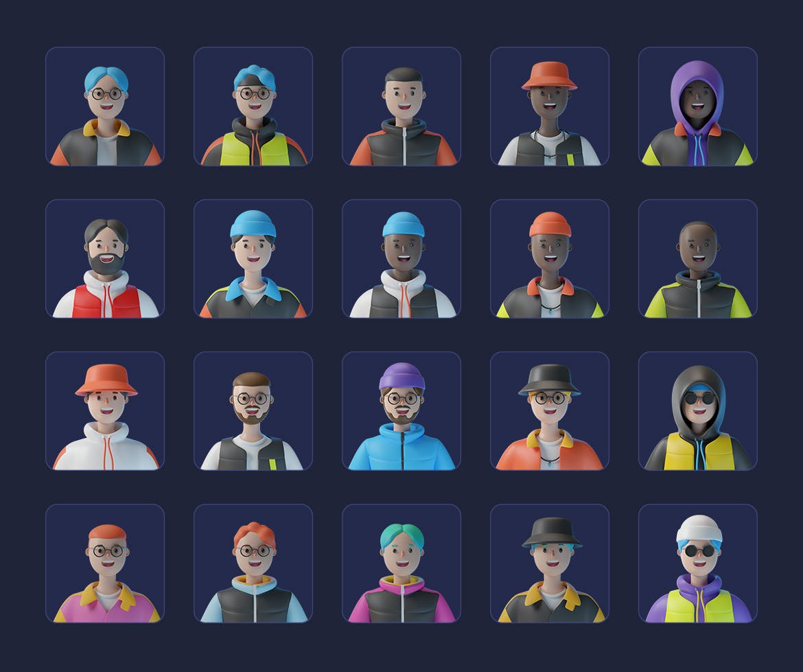 街头嘻哈风服装虚拟卡通形象PSD素材