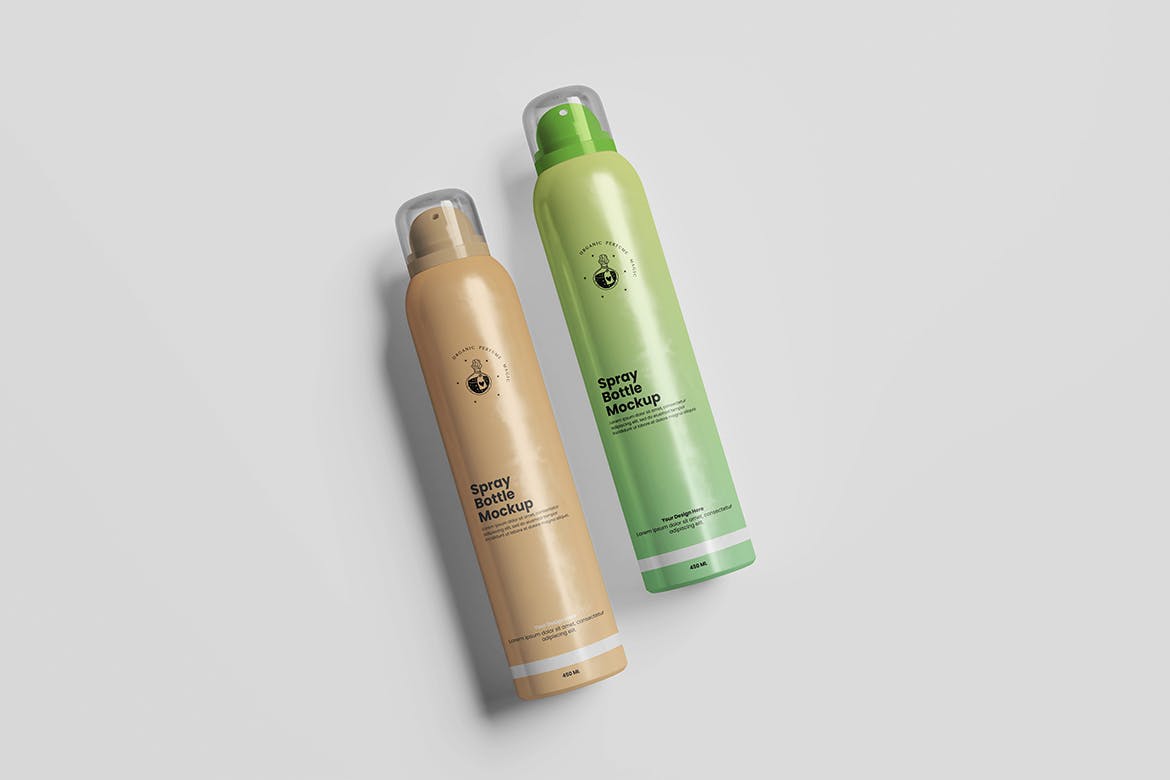 化妆品喷雾瓶包装设计VI样机PSD素材包