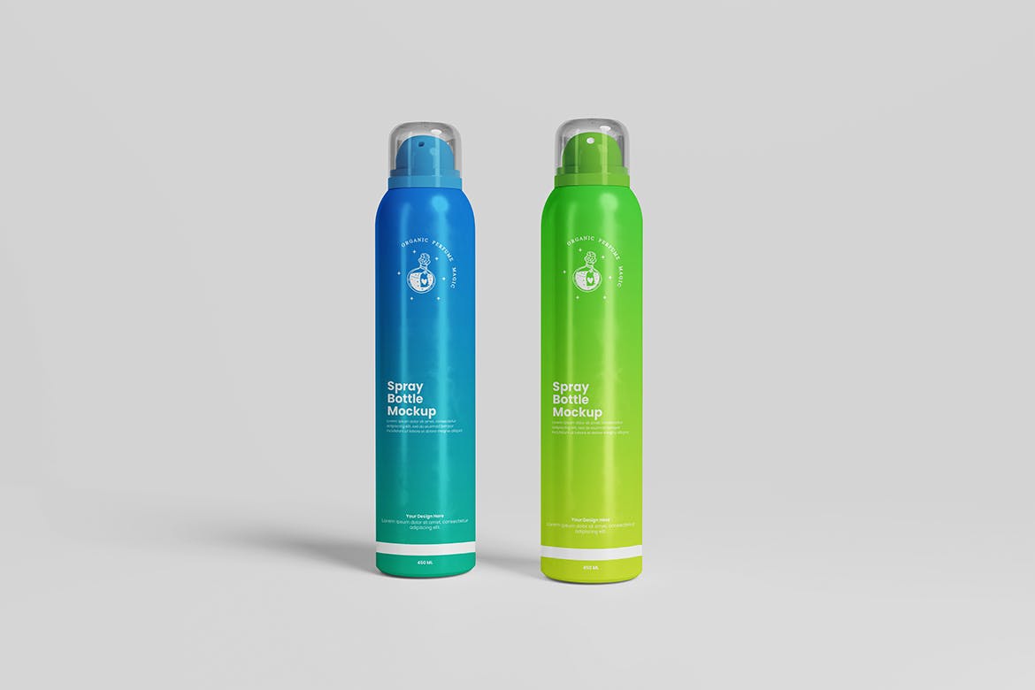 化妆品喷雾瓶包装设计VI样机PSD素材包