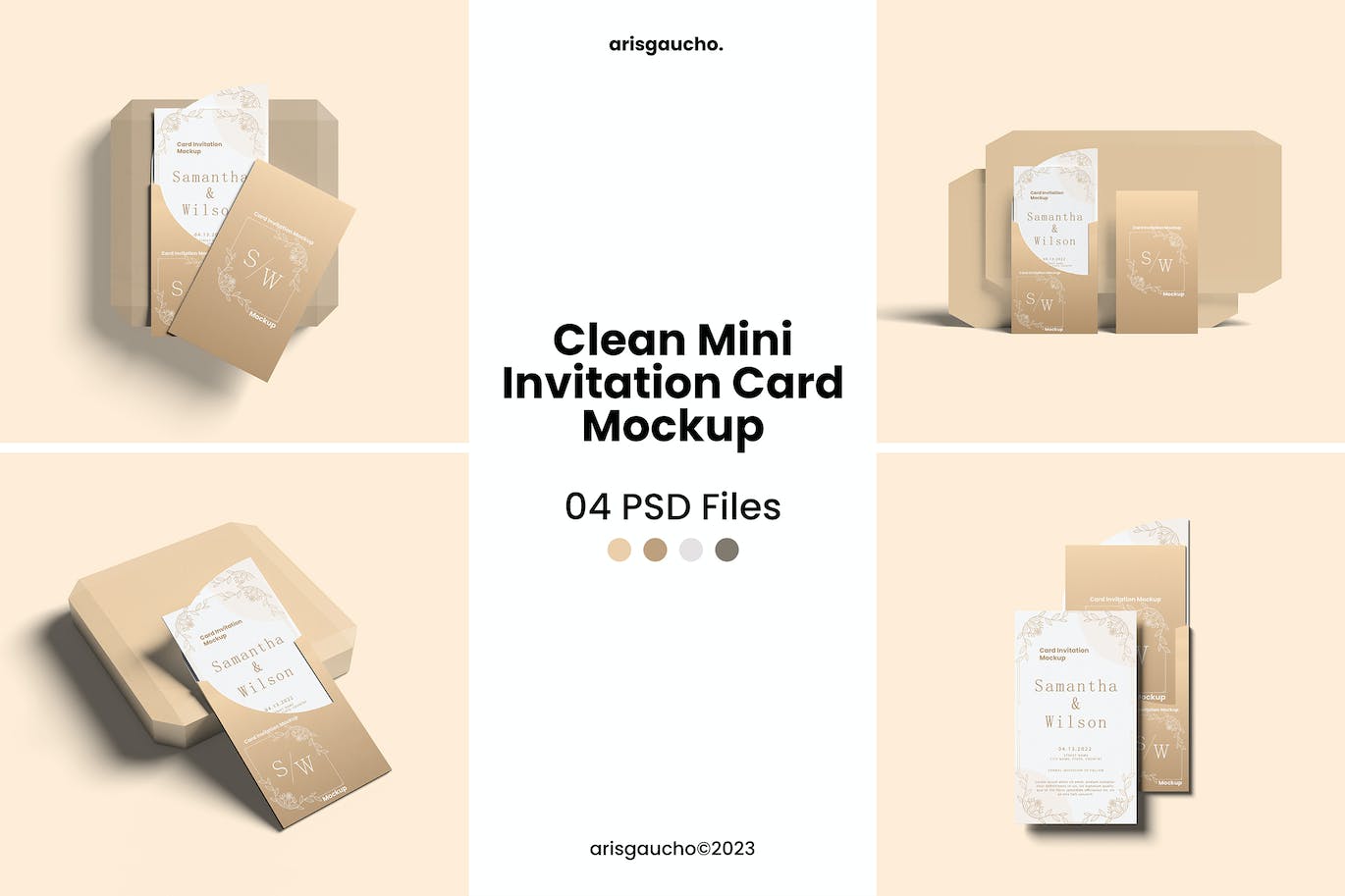 金色高端邀请函名片设计VI样机PSD素材包