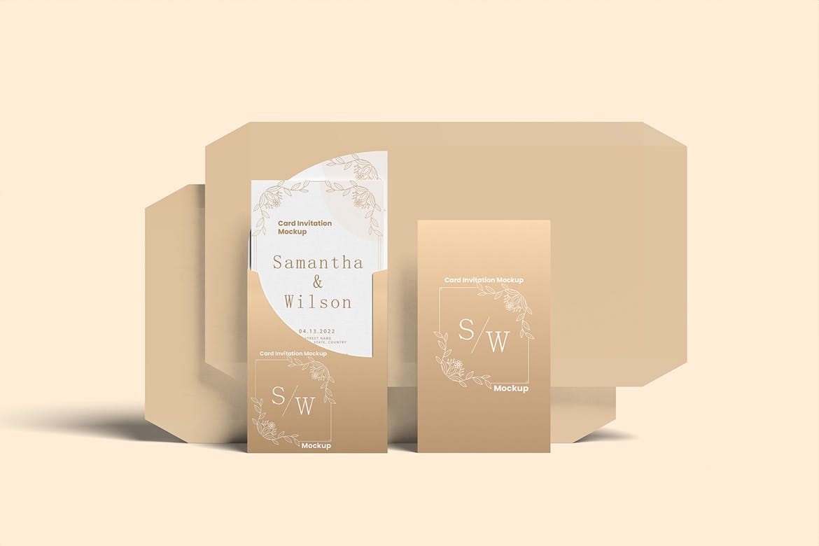 金色高端邀请函名片设计VI样机PSD素材包