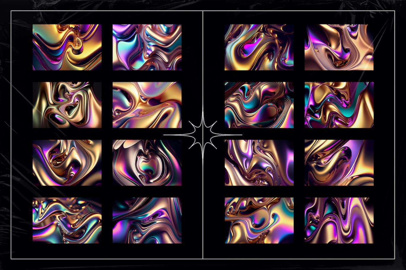 40个色彩绚丽的液态金属纹理图片素材包