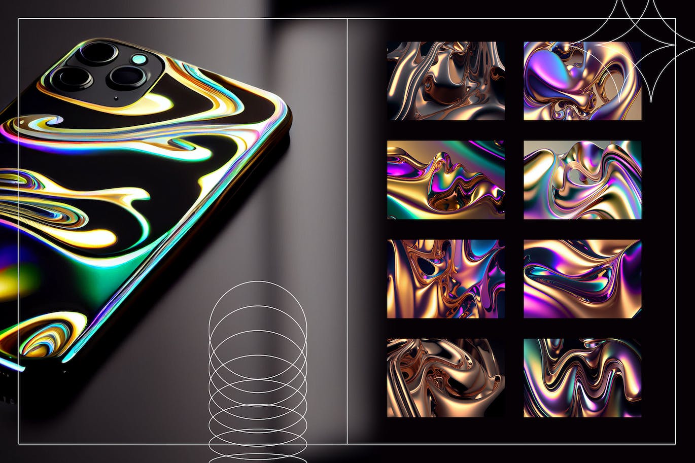 40个色彩绚丽的液态金属纹理图片素材包