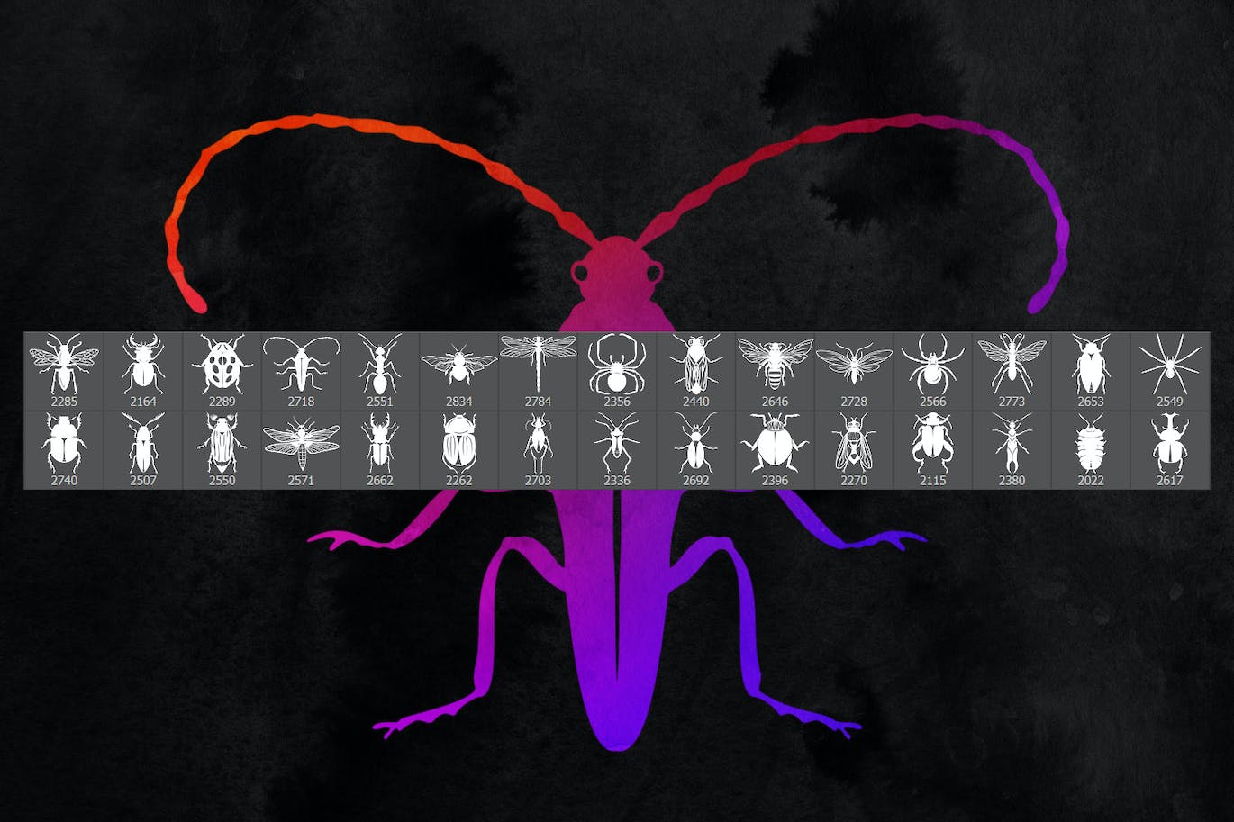 30个昆虫主题Photoshop笔刷素材