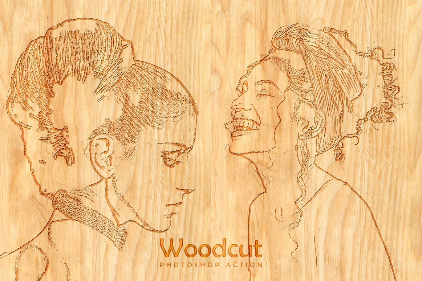 一键将图片转换成木刻照片效果的PS动作（ATN,PAT）