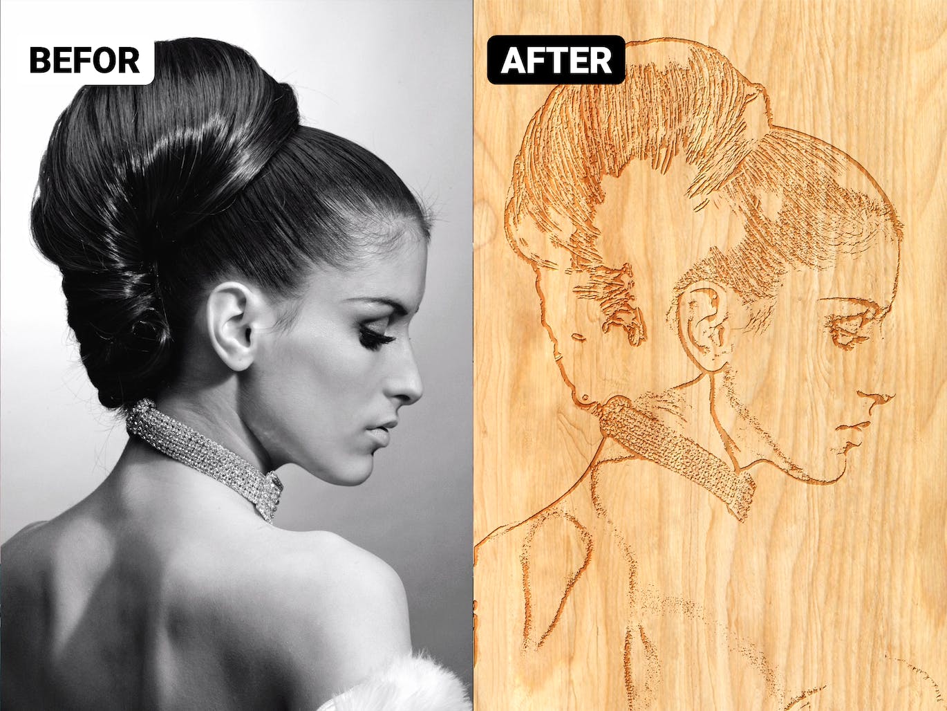 一键将图片转换成木刻照片效果的PS动作（ATN,PAT）