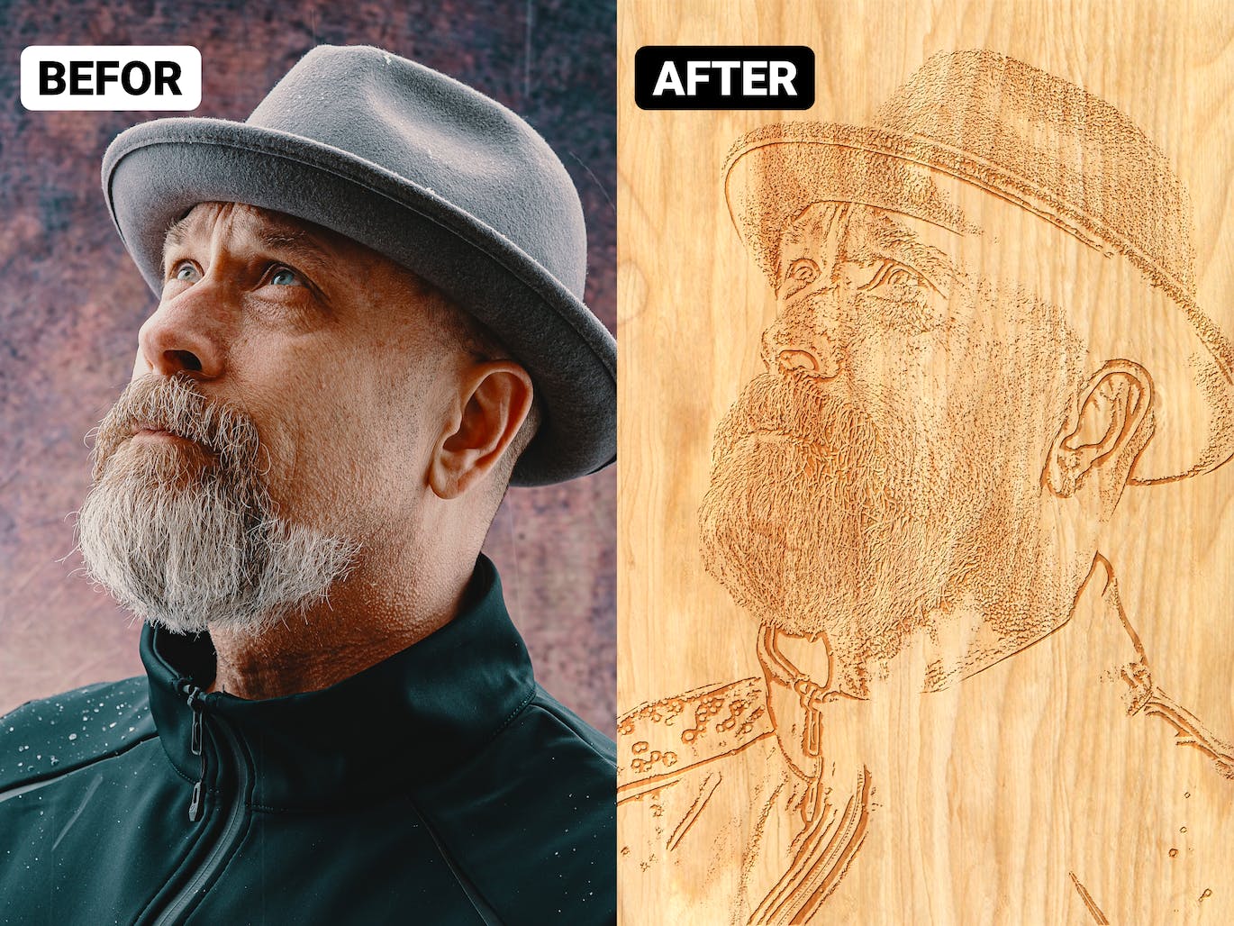 一键将图片转换成木刻照片效果的PS动作（ATN,PAT）