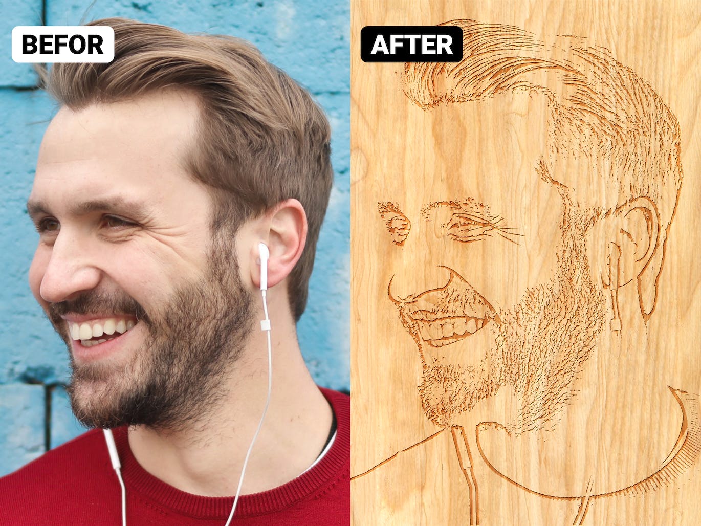 一键将图片转换成木刻照片效果的PS动作（ATN,PAT）