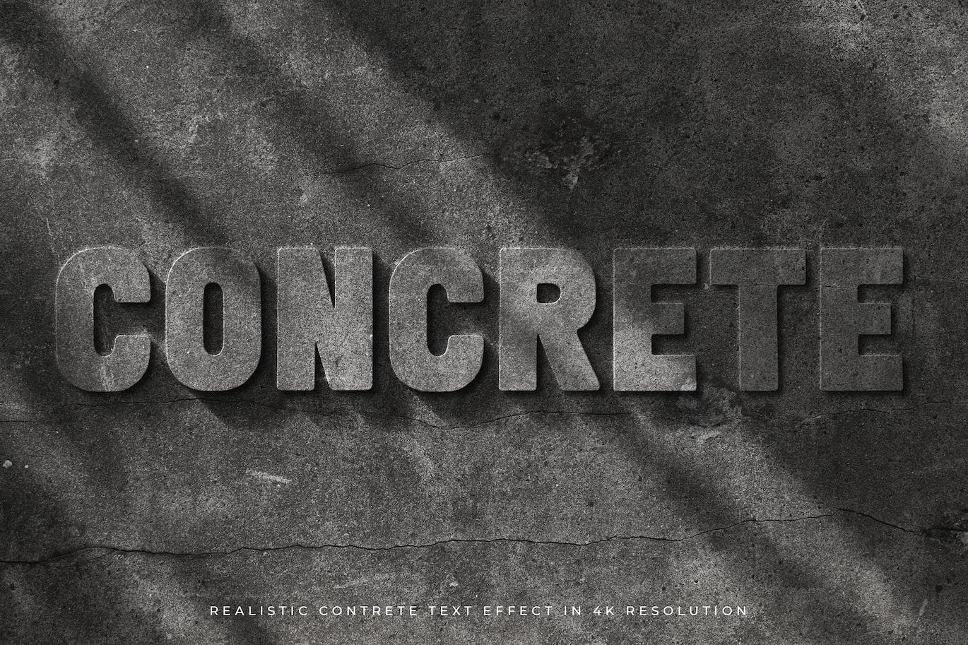 细节逼真的混凝土石材纹理文字效果PS样式素材包
