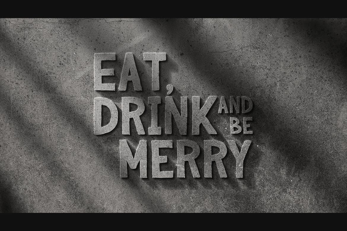 细节逼真的混凝土石材纹理文字效果PS样式素材包