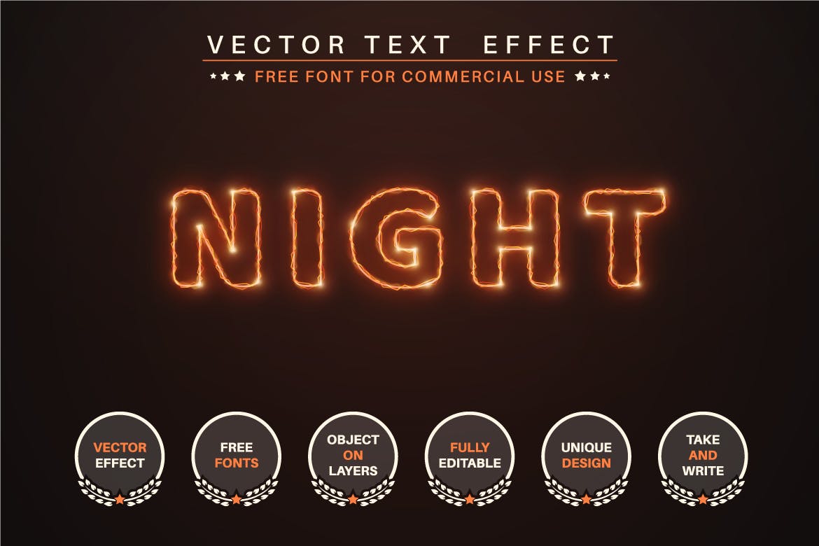 可编辑的火光文字效果,字体样式(AI,EPS)