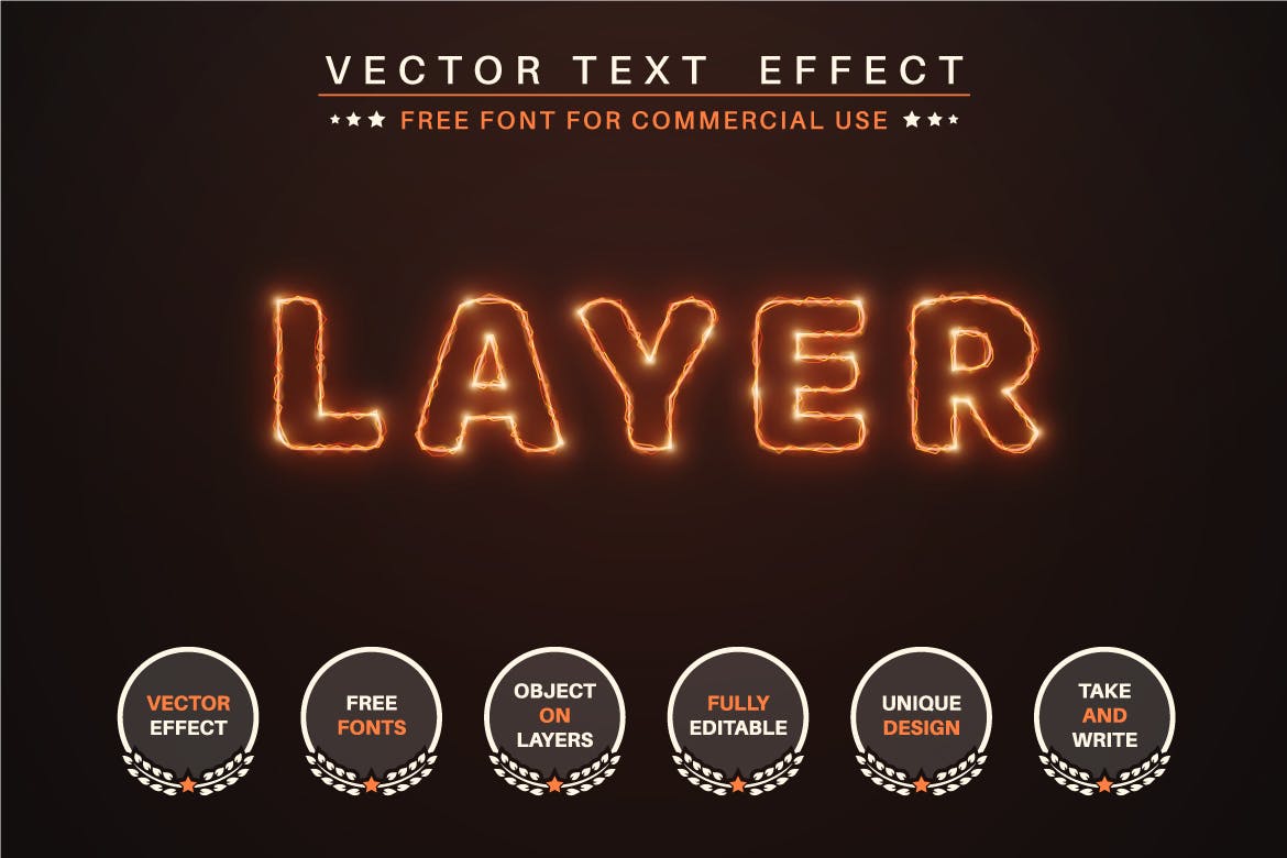 可编辑的火光文字效果,字体样式(AI,EPS)