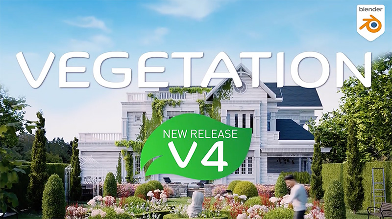 花草树木植物预设库Blender插件 Vegetation Pro V5.1+预设库 Assets Vol.1&2